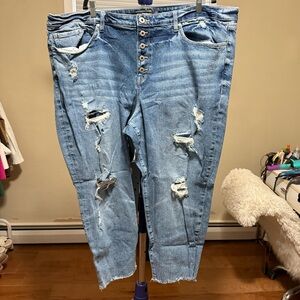 torrid size 26R Light Wash Distressed high rise straight Jeans